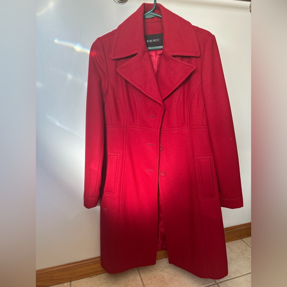 Nine West Women's Vibrant Red Trench Coat